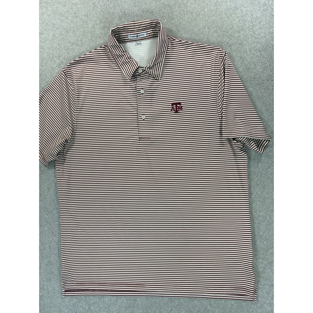 Texas A&M Aggies Striped Performance Campus Polo Shirt (Men's Large) Maroon